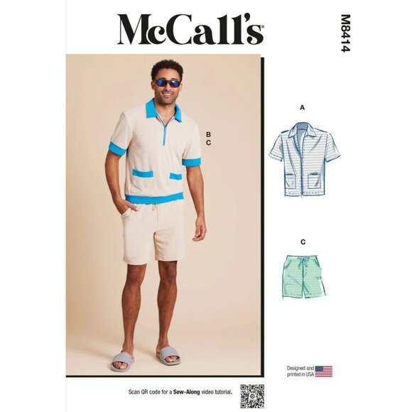 Mens Terry Cloth Lounge Set Sewing Pattern R11880 McCalls Size 34-42 - Picture 1 of 6